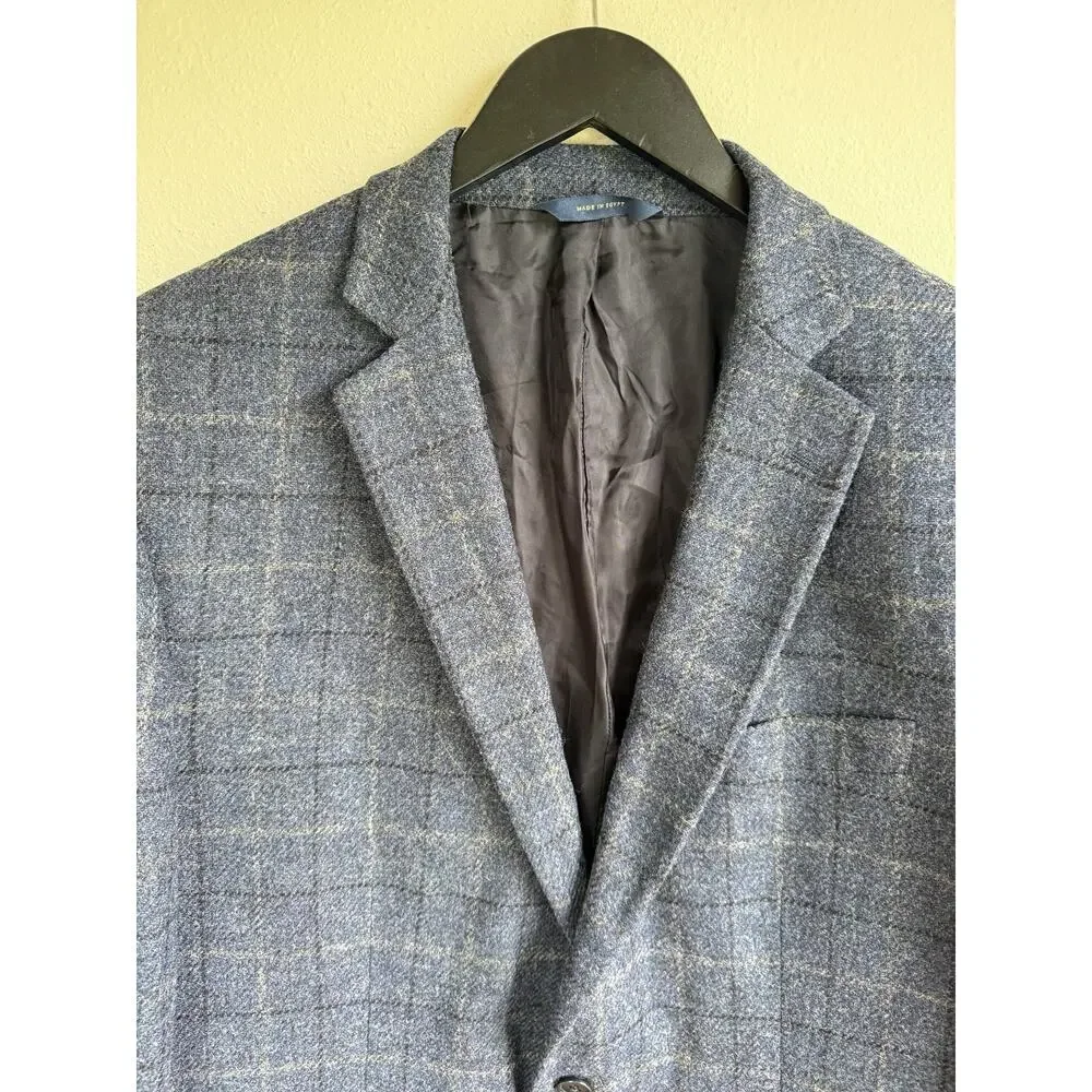 Brooks Brothers Blazer Mens 46R Navy Regent Windowpane Sport Coat